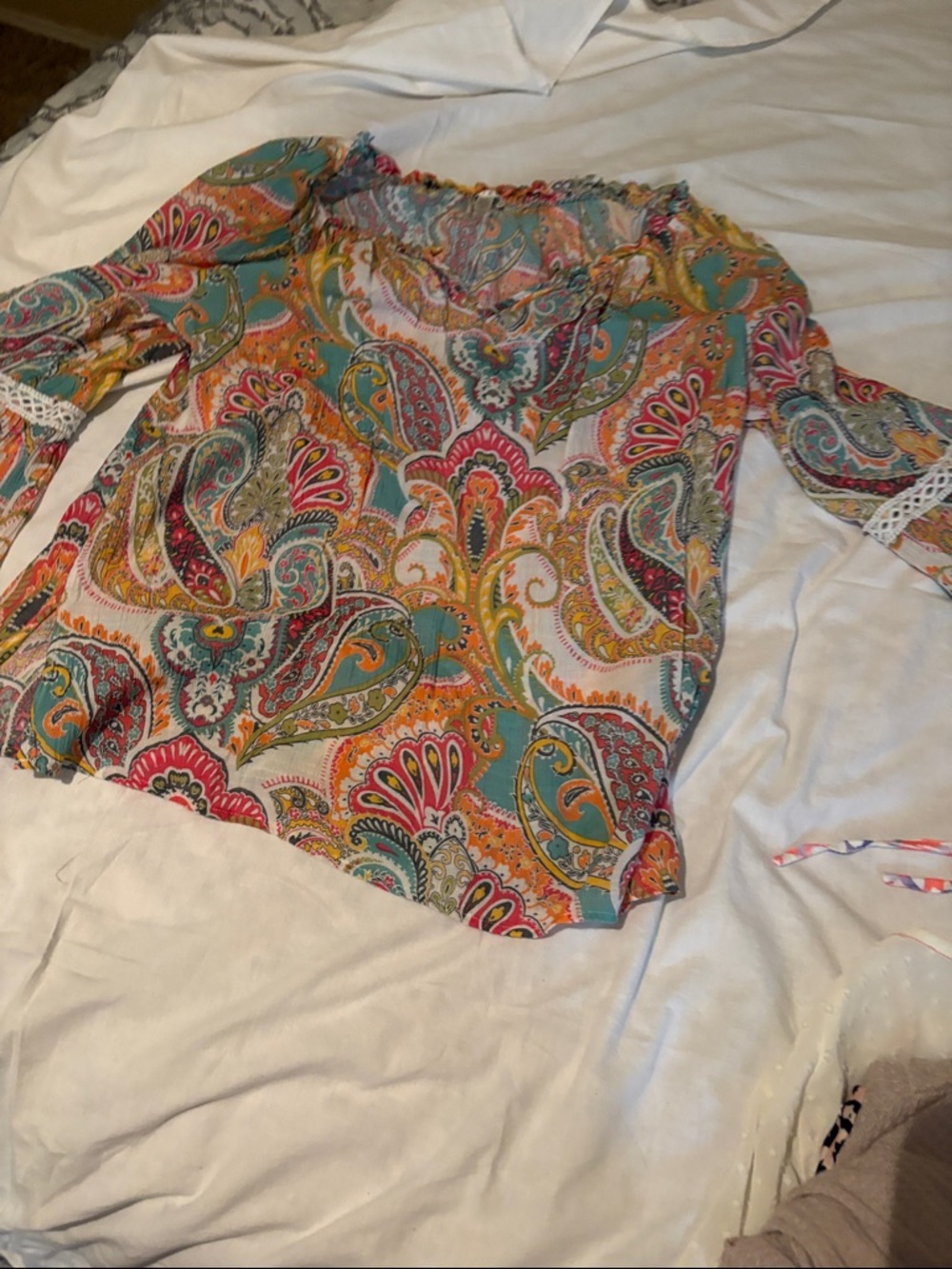 Spense Multicolor Paisley Off-Shoulder Blouse